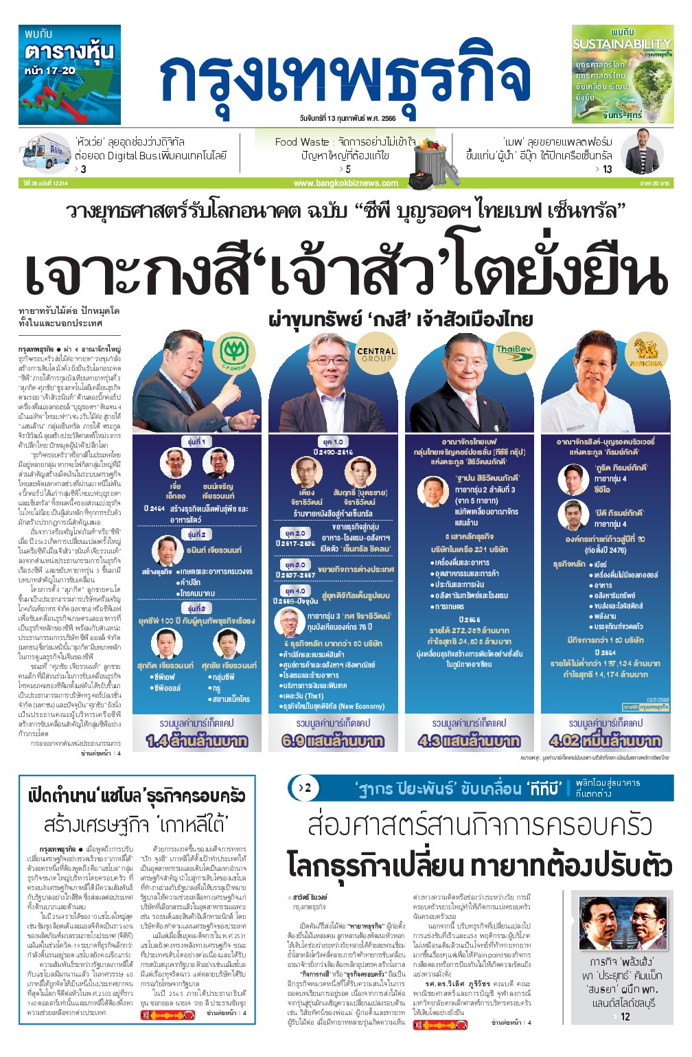 หนังสือพิมพ์ฉบับวันที่ 13 ก.พ. 66