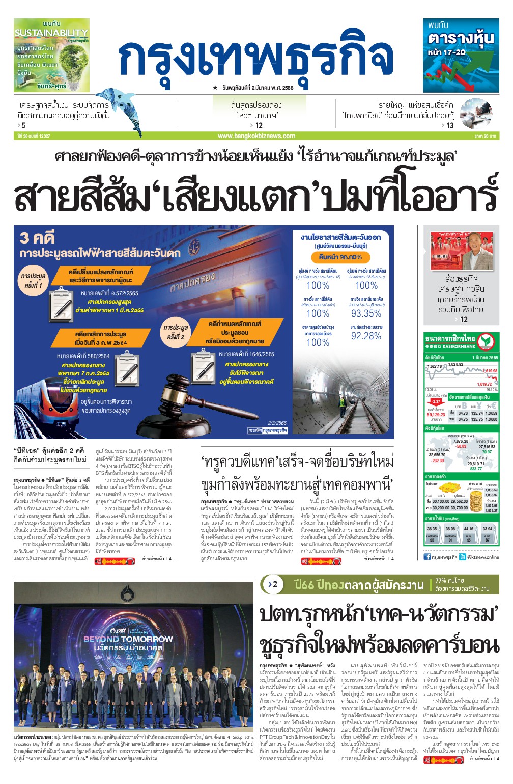 หนังสือพิมพ์ฉบับวันที่ 2 มี.ค. 66